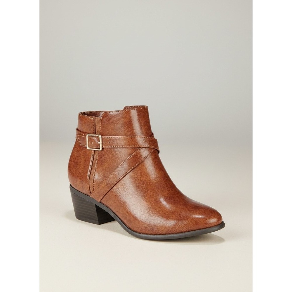 Karen Scott Womens Falonn Brown Ankle Booties Size 9 Side Zip Buckle‎ Accent